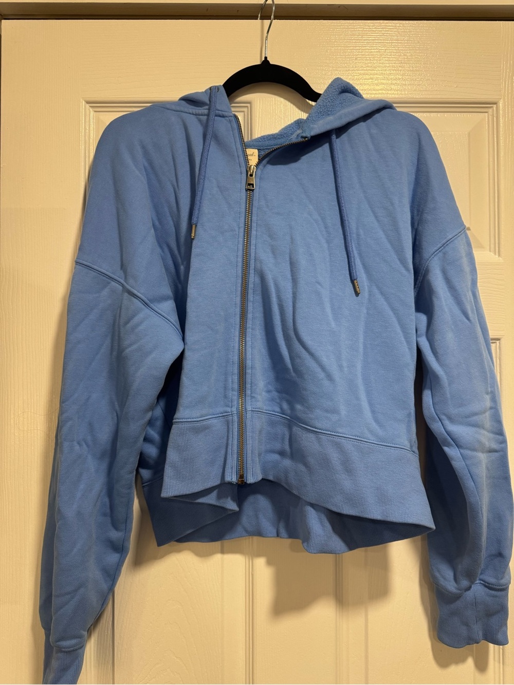 Light Blue Zip-Up Hooded Sweatshirt